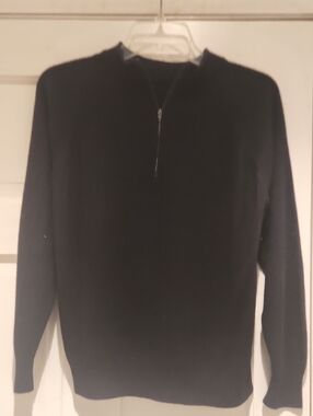 Vintage Made In USA Duvet Women's Classic Black Quarter-Zip Sweater